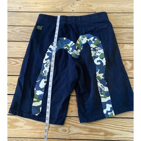 Evisu Graphic Sweat Shorts Size Small Men’s Black - Picture 8 of 12